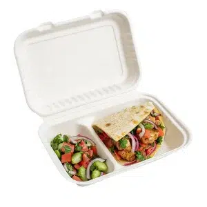Boîte repas 2 compartiments bagasse  245x164x75